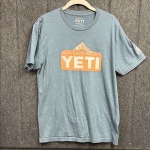 YETI Men's Heather Blue Tee with Orange Graphic